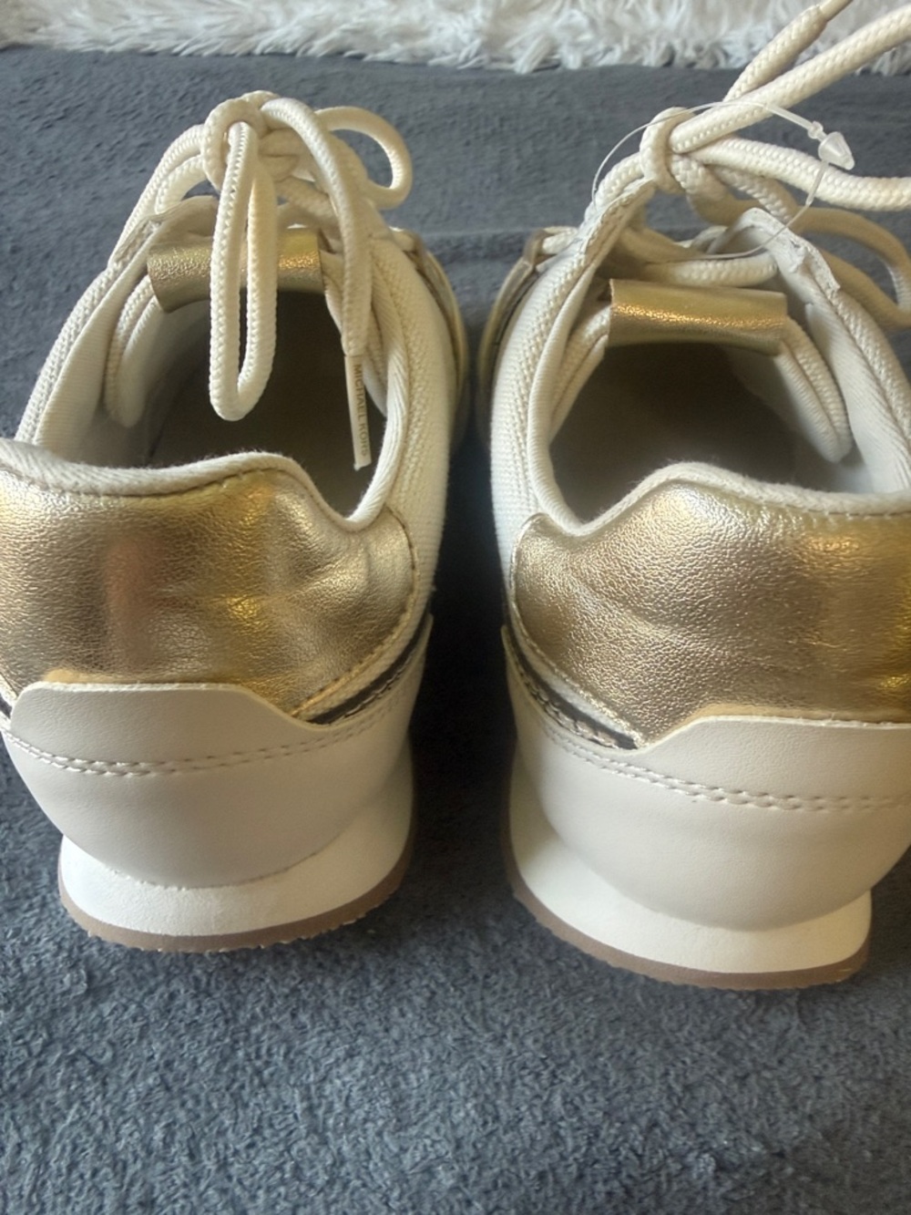 Michael Kors Women Cream and Gold Sneakers - Picture 5 of 12